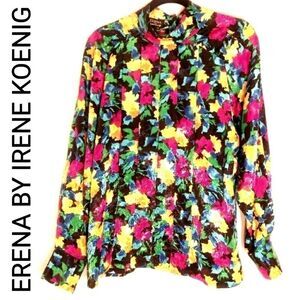 VTG ERENA BY IRENE KOENIG FLORAL BLOUSE